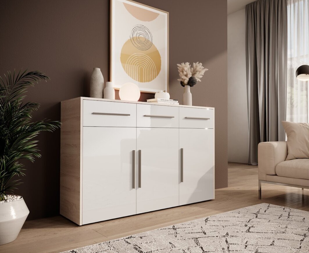 Lipasto ADRK Furniture Staria, valkoinen/ruskea hinta ja tiedot | Lipastot | hobbyhall.fi