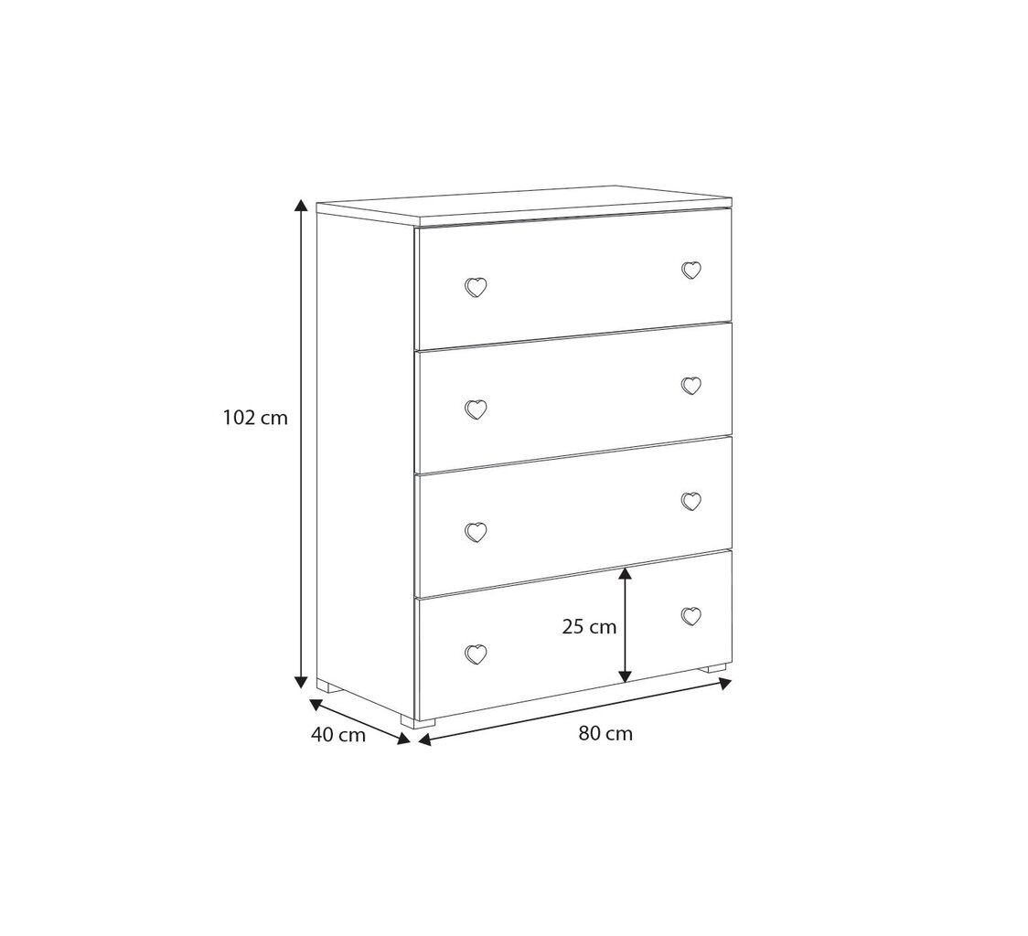 Lipasto ADRK Furniture Elza, valkoinen/roosa hinta ja tiedot | Lipastot | hobbyhall.fi