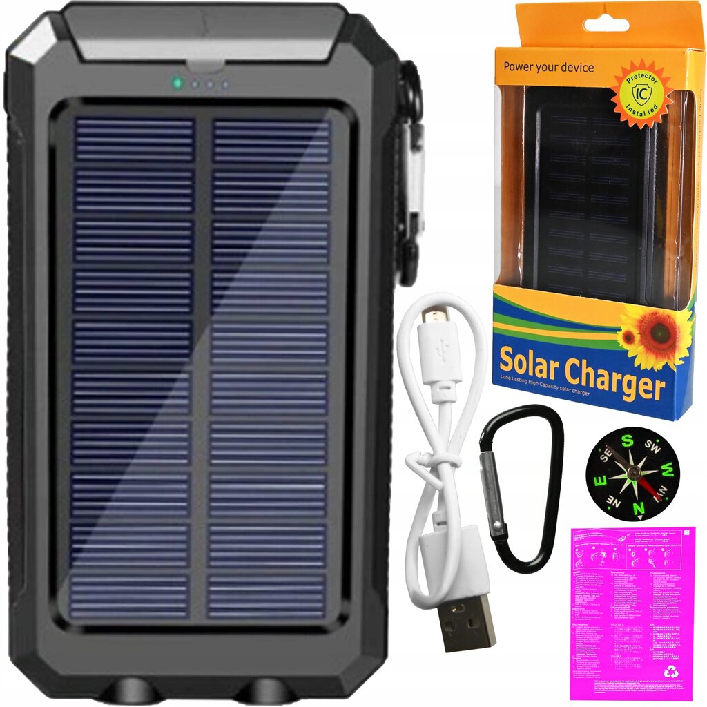 Solar Powerbank 20000mAh 2xUSB taskulamppu hinta ja tiedot | Varavirtalähteet | hobbyhall.fi