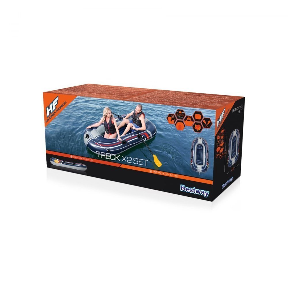 Ilmatäytteinen kolmoisvene Bestway HF Treck X2, 255x127x36 cm. hinta ja tiedot | Veneet ja kajakit | hobbyhall.fi