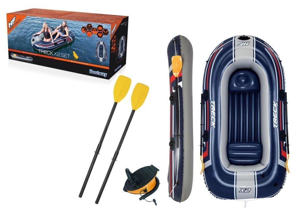 Ilmatäytteinen kolmoisvene Bestway HF Treck X2, 255x127x36 cm. hinta ja tiedot | Veneet ja kajakit | hobbyhall.fi