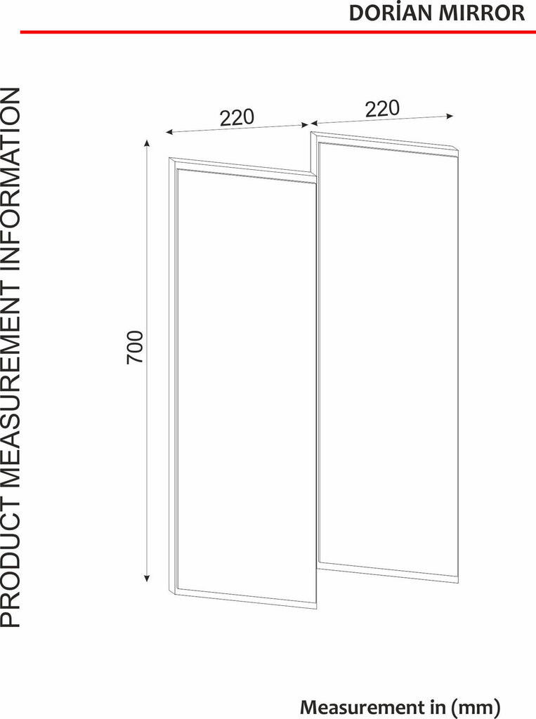 Kalune Design Dorian -peili, 44 x 70 cm, ruskea hinta ja tiedot | Peilit | hobbyhall.fi