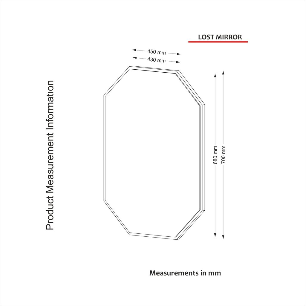 Kalune Design Lost -peili, 45 x 70 cm, ruskea hinta ja tiedot | Peilit | hobbyhall.fi