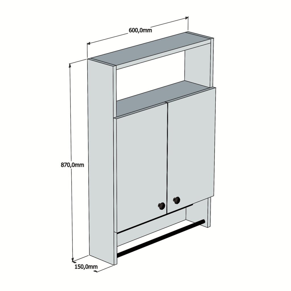 Kalune Design Ela -kylpyhuonekaappi, 60 x 87 x 15 cm, ruskea hinta ja tiedot | Kylpyhuonekaapit | hobbyhall.fi