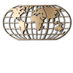 Seinäkoristelu World Map Globe Gold, 1 kpl. hinta ja tiedot | Sisustustuotteet | hobbyhall.fi