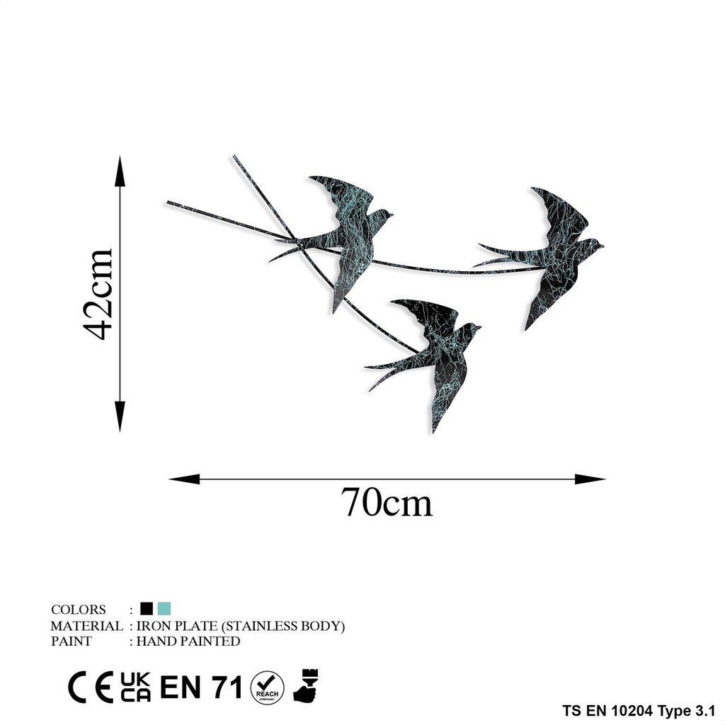 Seinäkoriste Swallows, 1 kpl hinta ja tiedot | Sisustustuotteet | hobbyhall.fi