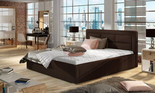 Sänky Rosano MD, 140 x 200 cm, keinonahka, ruskea hinta ja tiedot | Sängyt | hobbyhall.fi