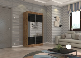 Adrk Furniture Tamos -vaatekaappi, 120 cm, ruskea / musta hinta ja tiedot | Kaapit | hobbyhall.fi