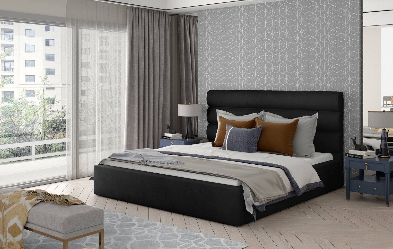 Sänky NORE Caramel 12, 200x200cm, musta hinta ja tiedot | Sängyt | hobbyhall.fi