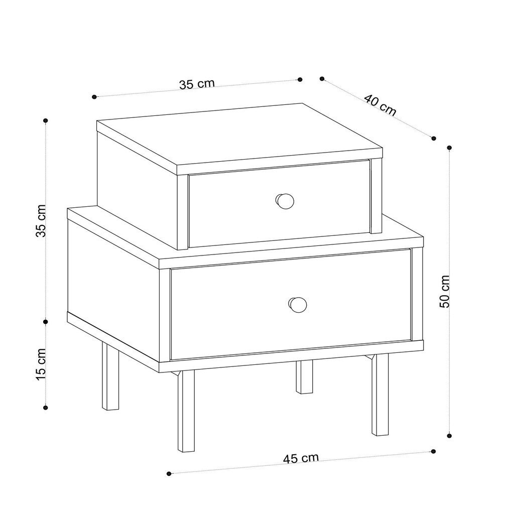 Yöpöytä Kalune Design 793, 50 cm, ruskea/musta hinta ja tiedot | Yöpöydät | hobbyhall.fi