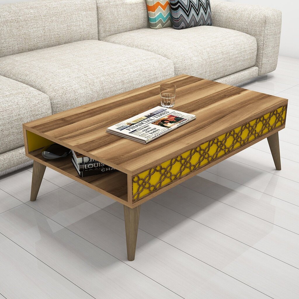 Sohvapöytä Kalune Design 845(III), ruskea/keltainen hinta ja tiedot | Sohvapöydät | hobbyhall.fi