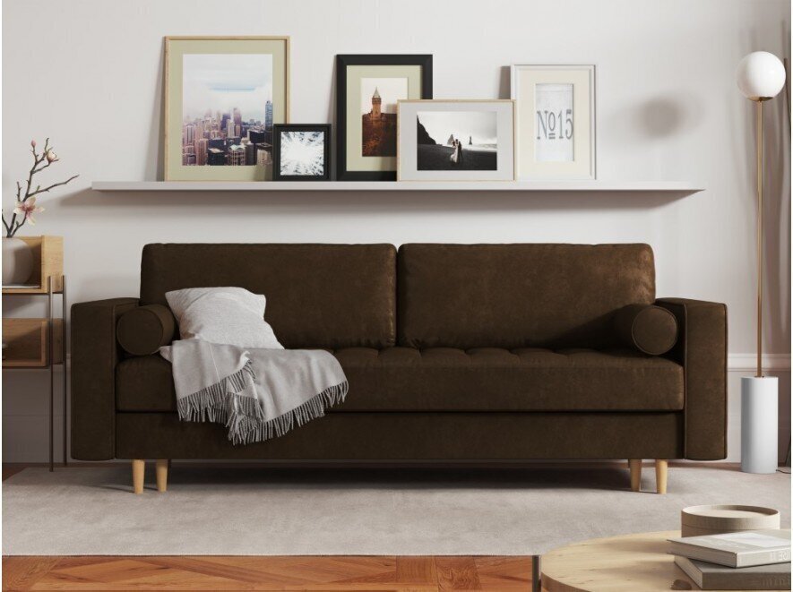Micadoni Home Gobi kolmipaikkainen sohva keinonahkaa, tummanruskea hinta ja tiedot | Sohvat ja vuodesohvat | hobbyhall.fi