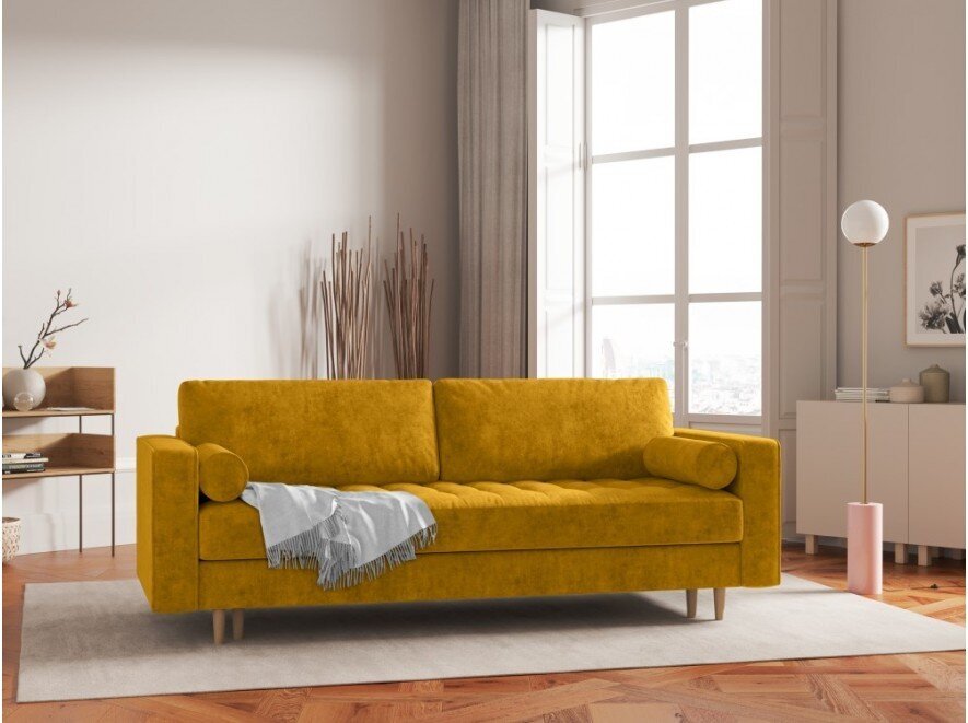 Kolmen istuttava sohva Micadoni Home Gobi, keltainen hinta ja tiedot | Sohvat ja vuodesohvat | hobbyhall.fi