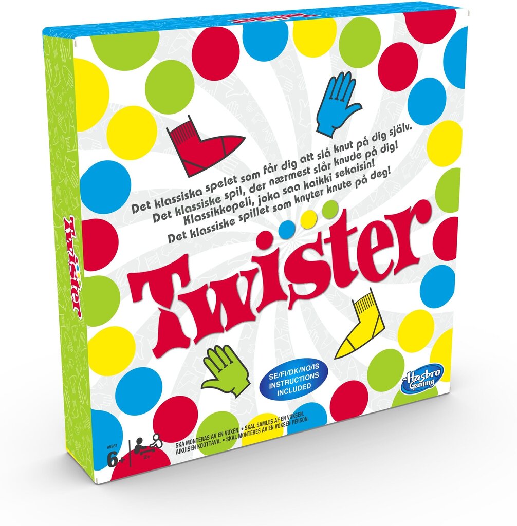 Lautapeli Hasbro Games Twister, SE, FI, DK, NO, IS hinta ja tiedot | Lautapelit ja älypelit | hobbyhall.fi