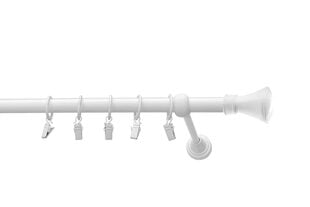 Single metal curtain rod 19 mm OLIMP, 250 cm, white painted hinta ja tiedot | Verhotangot | hobbyhall.fi