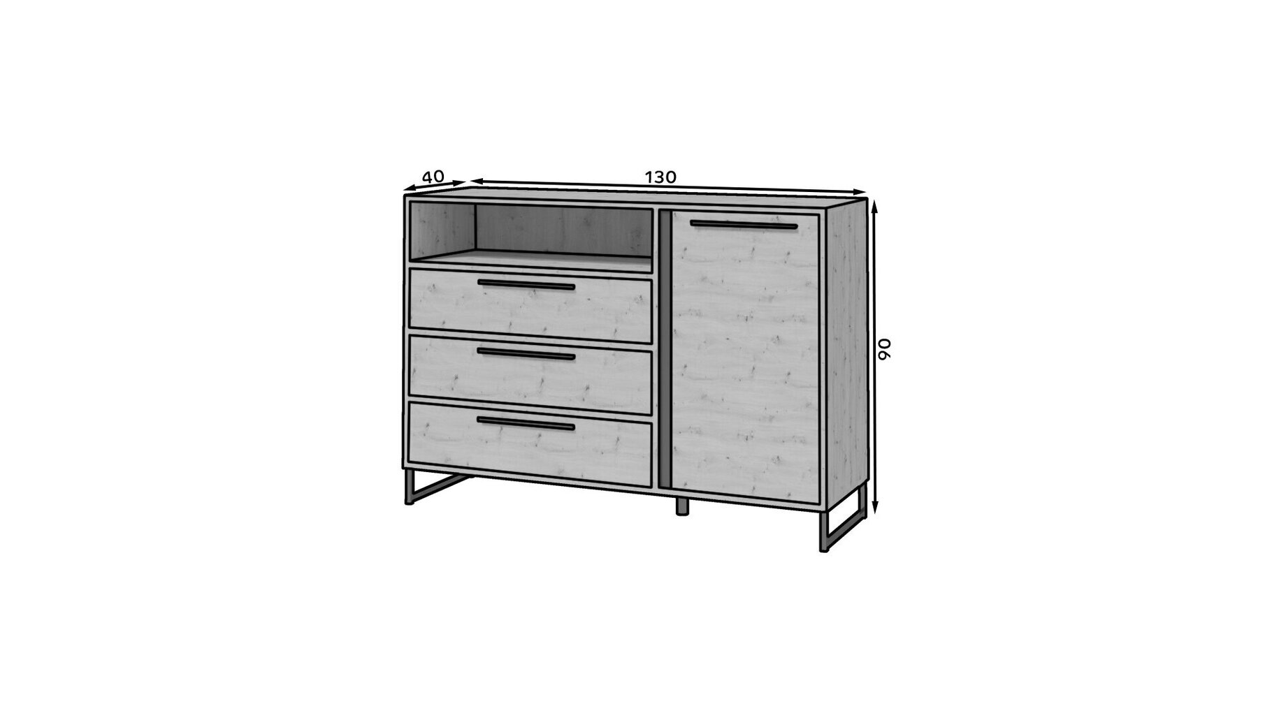 Senkki ADRK Furniture Aria 1D3S, ruskea hinta ja tiedot | Lipastot | hobbyhall.fi
