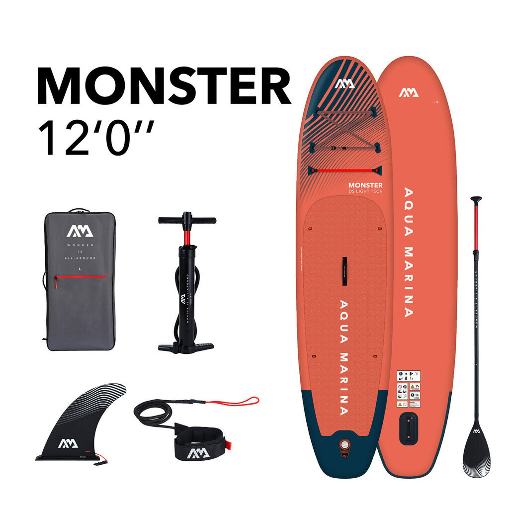 Ilmatäytteinen SUP-lauta Aqua Marina Monster 3,66 m, punainen hinta ja tiedot | SUP-laudat | hobbyhall.fi