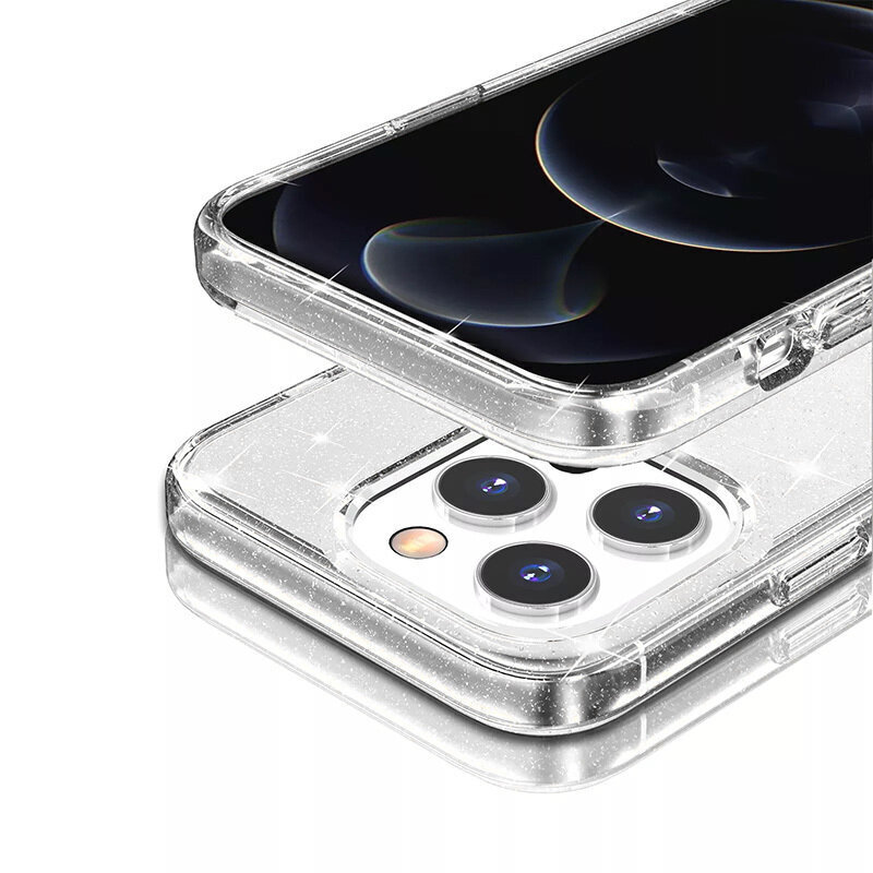 Crystal Glitter - iPhone 13, läpinäkyvä hinta ja tiedot | Puhelimen kuoret ja kotelot | hobbyhall.fi
