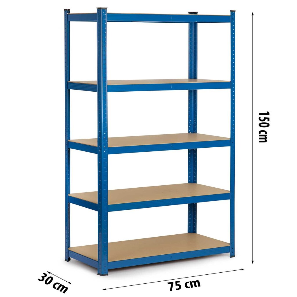 Metallinen säilytyshylly, 150 x 75 x 30cm sininen hinta ja tiedot | Varastohyllyt | hobbyhall.fi