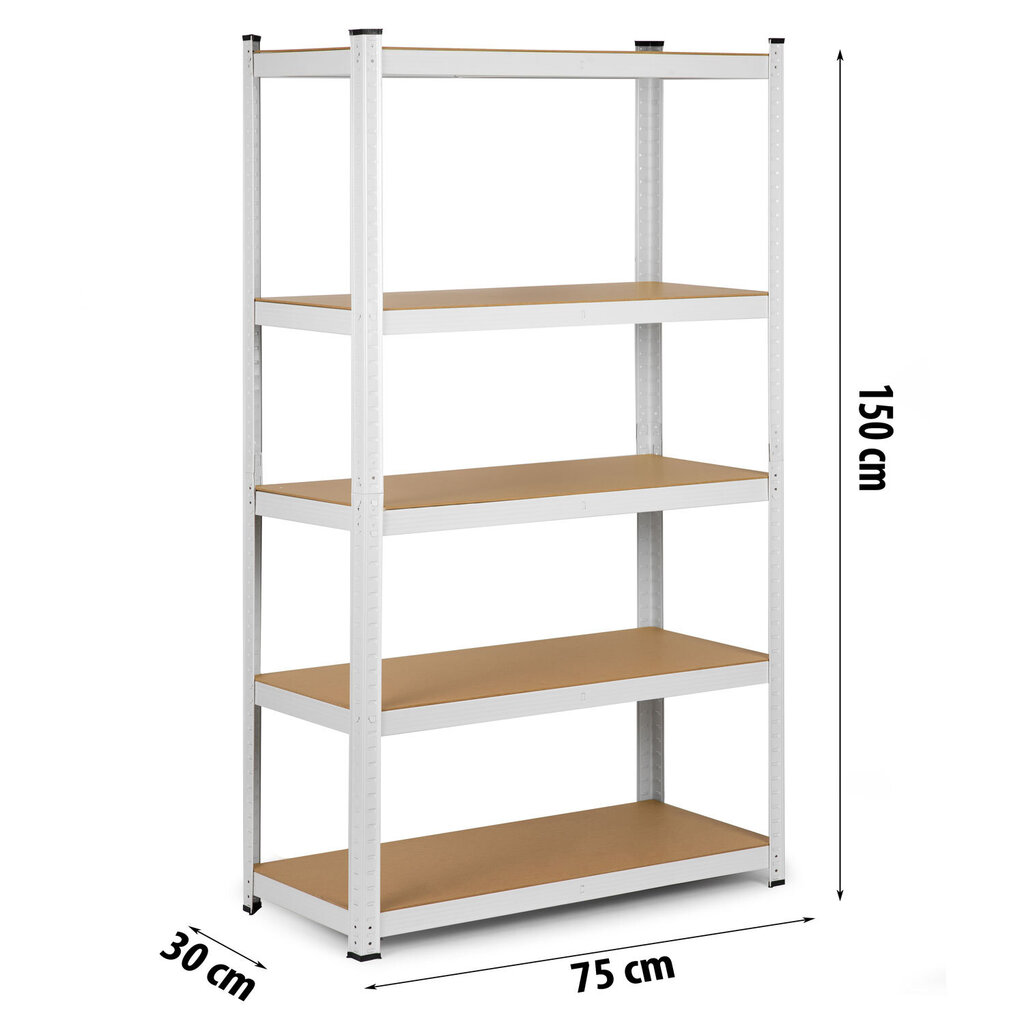 Metallinen säilytyshylly, 150 x 75 x 30cm Valkoinen hinta ja tiedot | Varastohyllyt | hobbyhall.fi