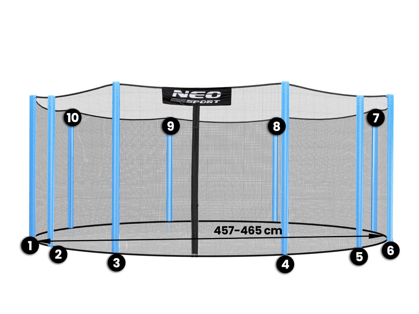 Suojaava ulkotrampoliiniverkko, 465cm - 15ft 10s., Neo-Sport hinta ja tiedot | Trampoliinit | hobbyhall.fi