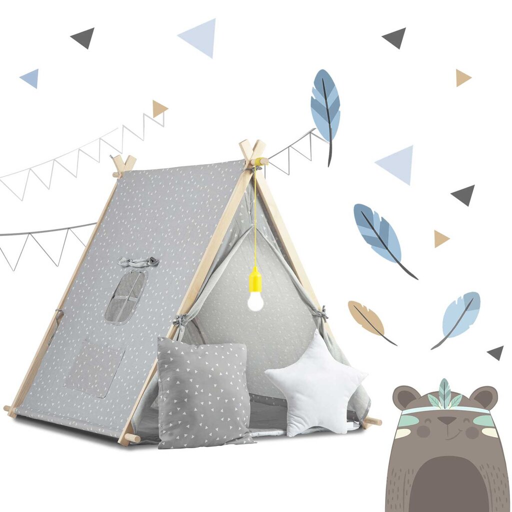 Lasten teltta lampulla, harmaa hinta ja tiedot | Lasten leikkimökit ja -teltat | hobbyhall.fi