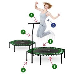 Fitness-trampoliini kahvalla, kuusikulmainen, 127 cm., vihreä hinta ja tiedot | Fitness-trampoliinit | hobbyhall.fi