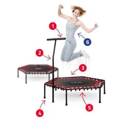 Fitness trampoliini kahvalla, kuusikulmio, 127 cm., punainen hinta ja tiedot | Trampoliinit | hobbyhall.fi