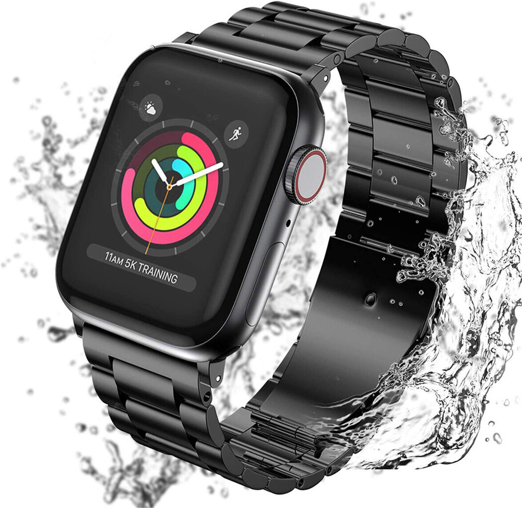 Apple Watch Teräsranneke – Musta 42/44/45 mm hinta ja tiedot | Älykellojen ja aktiivisuusrannekkeiden lisätarvikkeet | hobbyhall.fi