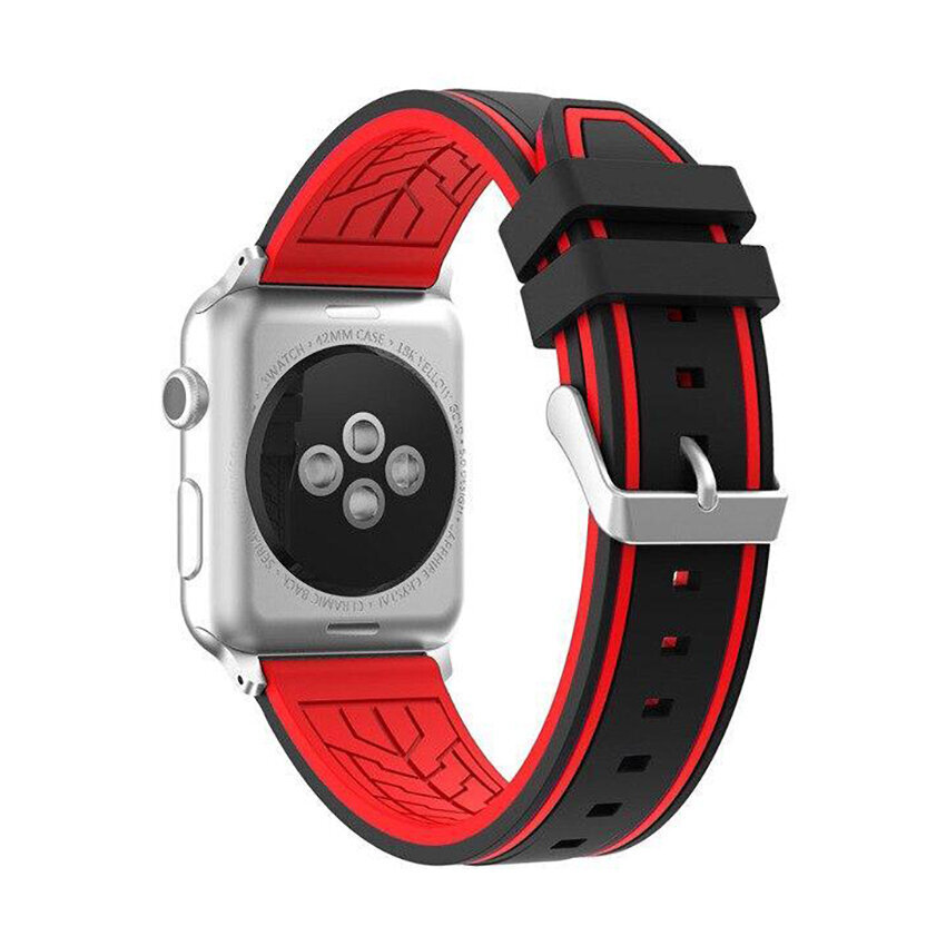 Race Apple Watch Silikoniranneke – Musta/Punainen 38/40/41mm hinta ja tiedot | Älykellojen ja aktiivisuusrannekkeiden lisätarvikkeet | hobbyhall.fi