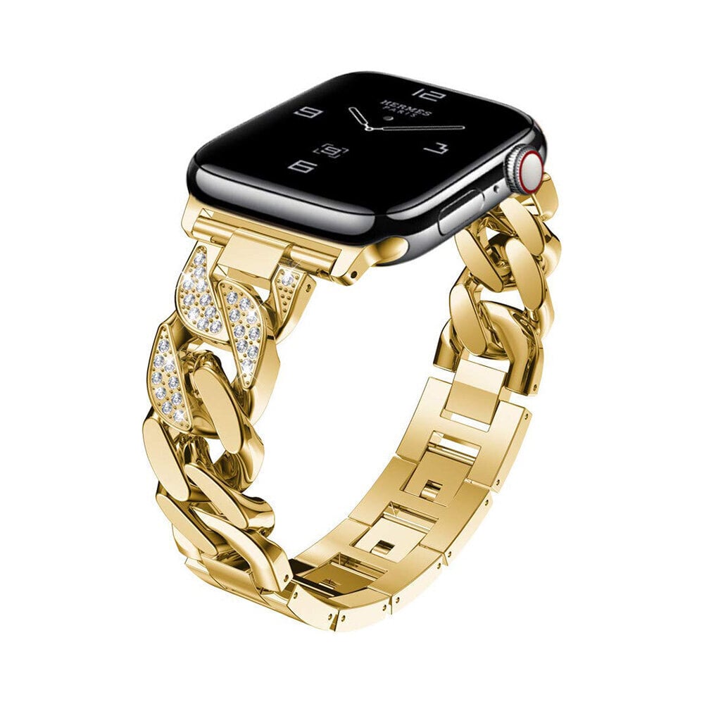 Apple Watch Diamond Chain Teräsranneke – Kulta 38/40/41mm hinta ja tiedot | Älykellojen ja aktiivisuusrannekkeiden lisätarvikkeet | hobbyhall.fi