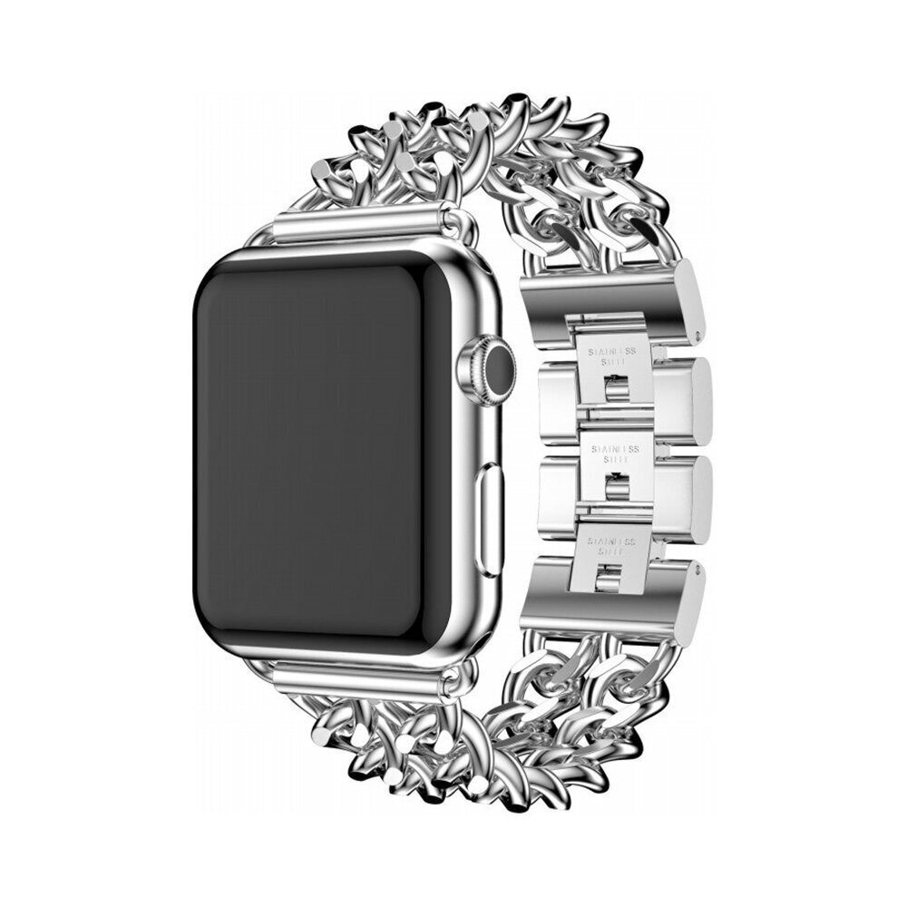 Apple Watch Chain Teräsranneke – Hopea 38/40/41mm hinta ja tiedot | Älykellojen ja aktiivisuusrannekkeiden lisätarvikkeet | hobbyhall.fi