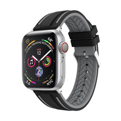Race Apple Watch Silikoniranneke – Musta/Harmaa 38/40/41mm hinta ja tiedot | Älykellojen ja aktiivisuusrannekkeiden lisätarvikkeet | hobbyhall.fi