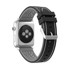 Race Apple Watch Silikoniranneke – Musta/Harmaa 38/40/41mm hinta ja tiedot | Älykellojen ja aktiivisuusrannekkeiden lisätarvikkeet | hobbyhall.fi