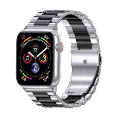 Apple Watch Teräsranneke – Hopea/Musta 38/40/41mm hinta ja tiedot | Älykellojen ja aktiivisuusrannekkeiden lisätarvikkeet | hobbyhall.fi