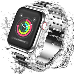 Apple Watch Teräsranneke – Hopea/Musta 42/44/45mm hinta ja tiedot | Älykellojen ja aktiivisuusrannekkeiden lisätarvikkeet | hobbyhall.fi