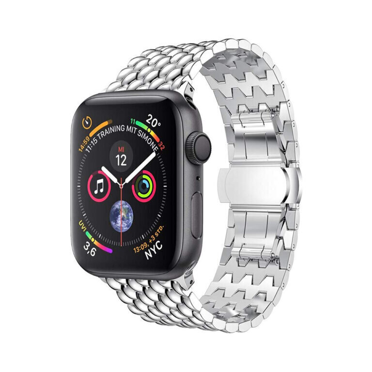 Apple Watch Waves Teräsranneke – Hopea 38/40/41mm hinta ja tiedot | Älykellojen ja aktiivisuusrannekkeiden lisätarvikkeet | hobbyhall.fi