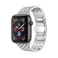 Apple Watch Waves Teräsranneke – Hopea 42/44/45mm hinta ja tiedot | Älykellojen ja aktiivisuusrannekkeiden lisätarvikkeet | hobbyhall.fi