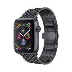 Apple Watch Waves Teräsranneke – Musta 38/40/41mm hinta ja tiedot | Älykellojen ja aktiivisuusrannekkeiden lisätarvikkeet | hobbyhall.fi