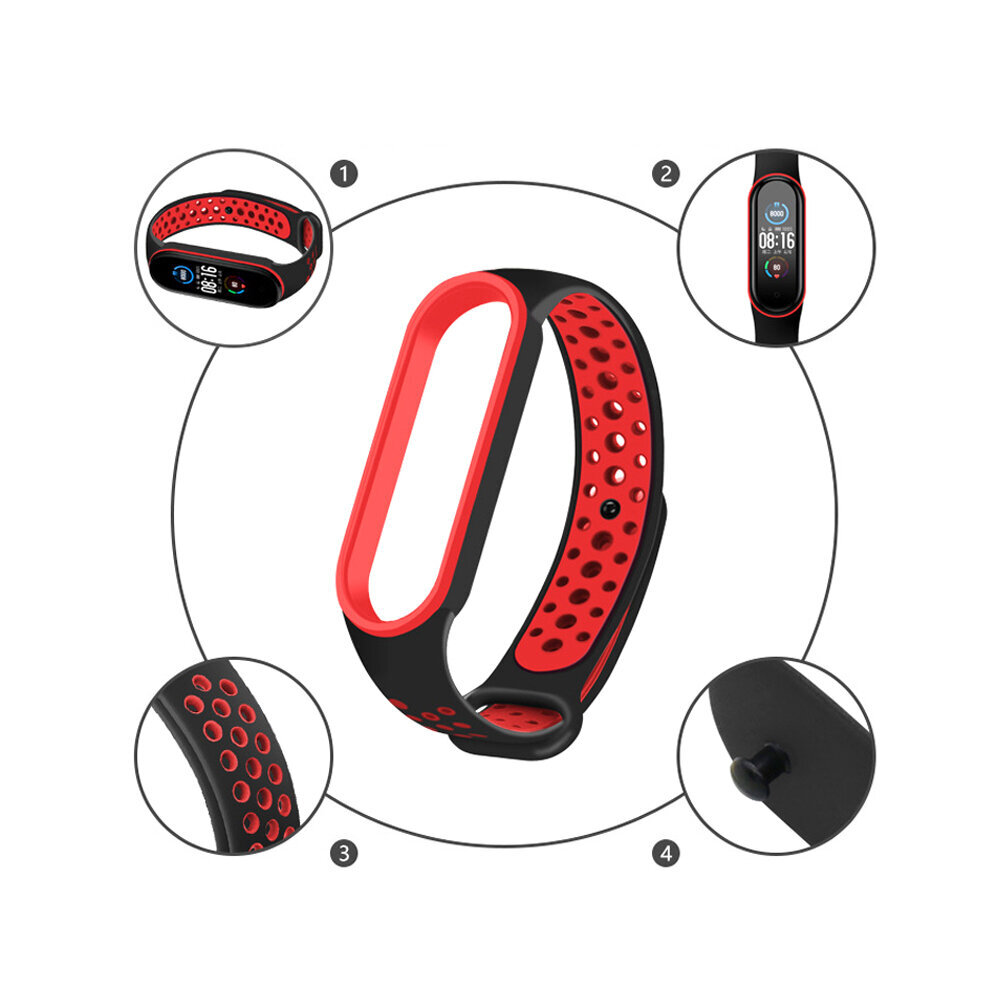 Xiaomi Mi Band 5/6 Sport Urheilullinen silikonihihna – Pinkki/Valkoinen hinta ja tiedot | Älykellojen ja aktiivisuusrannekkeiden lisätarvikkeet | hobbyhall.fi