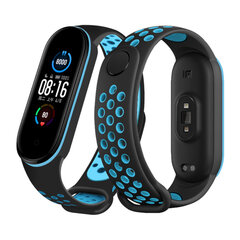 Xiaomi Mi Band 5/6 Sport Urheilullinen silikonihihna – Musta/Sininen hinta ja tiedot | Älykellojen ja aktiivisuusrannekkeiden lisätarvikkeet | hobbyhall.fi