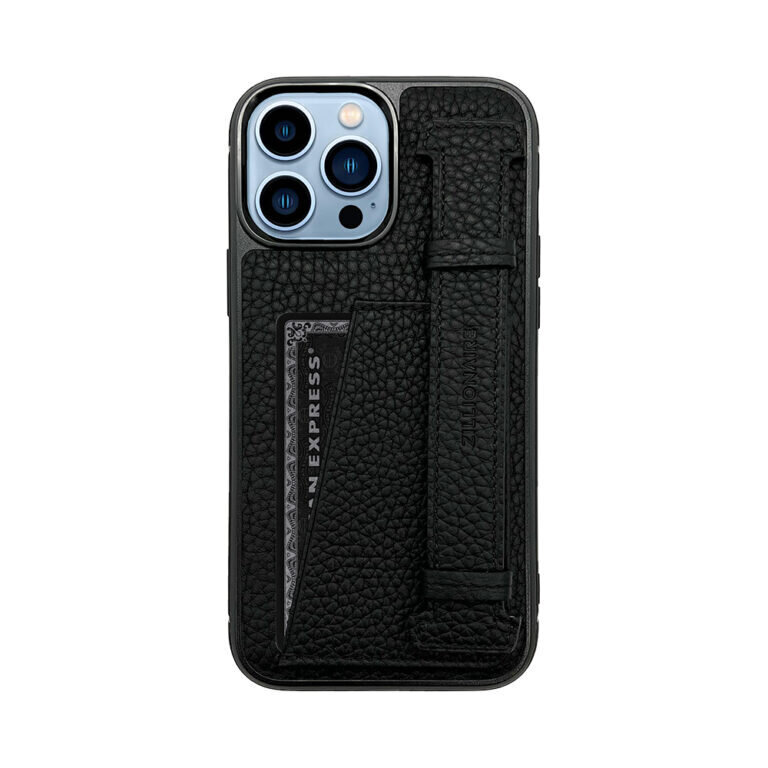 ZILLIONAIRE iPhone 13 Pro Max (6,7″) Pebbled Finger Pocket nahkainen suojakuori – Musta hinta ja tiedot | Puhelimen kuoret ja kotelot | hobbyhall.fi