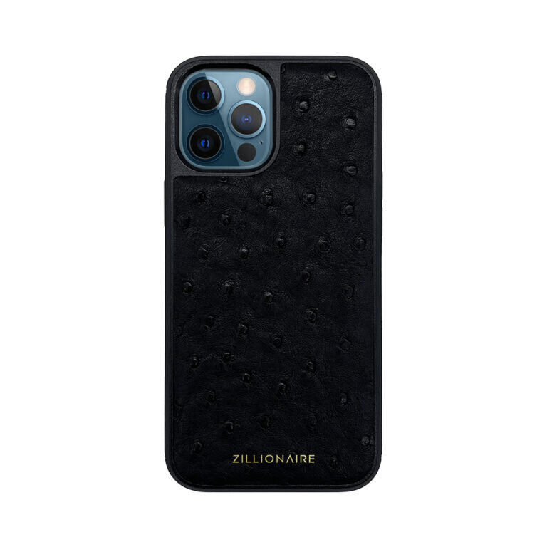 ZILLIONAIRE iPhone 12 Pro Max (6,7″) Ostrich Skin nahkainen suojakuori – Musta hinta ja tiedot | Puhelimen kuoret ja kotelot | hobbyhall.fi