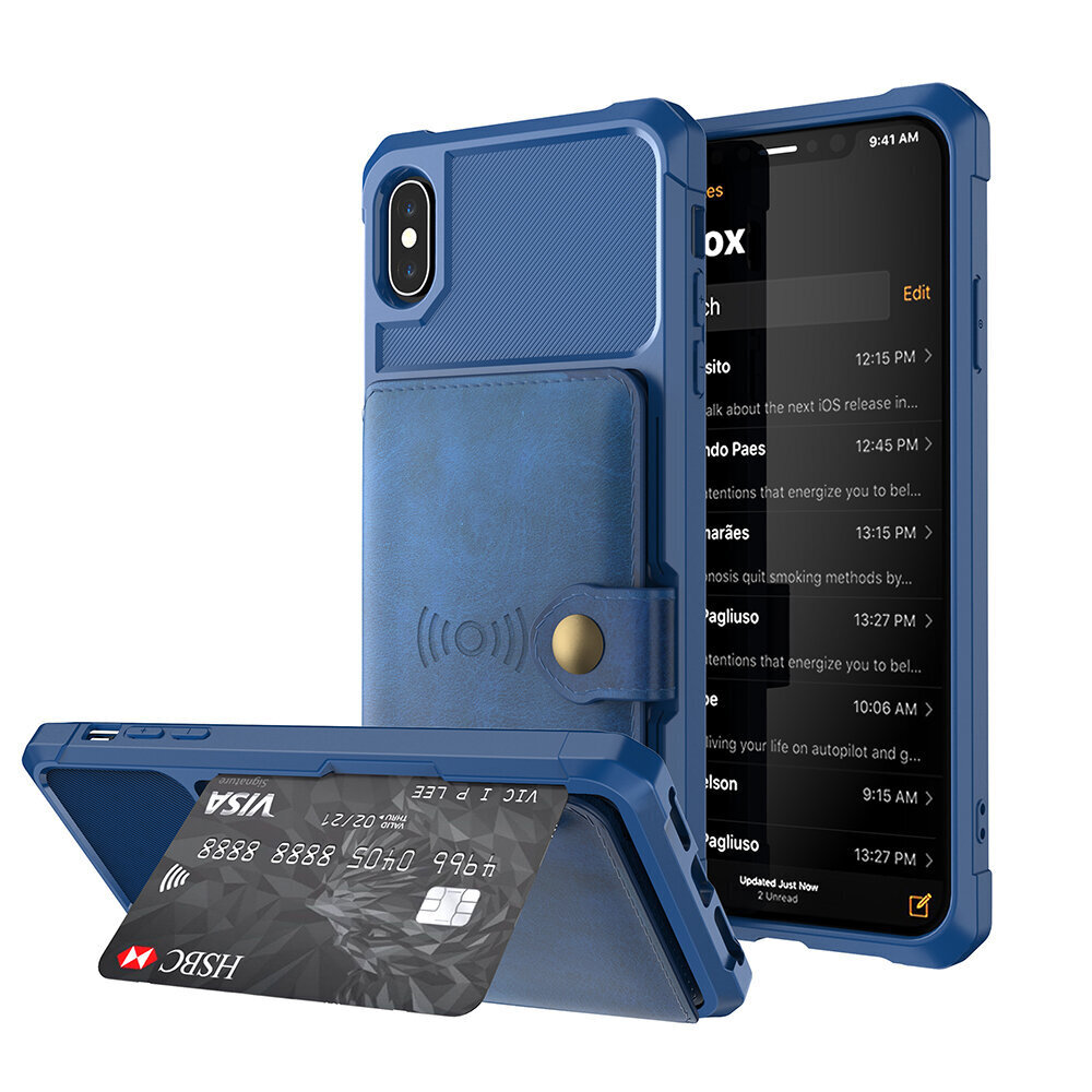 iPhone Xs Max (6,5″) Wallet suojakuori – Sininen hinta ja tiedot | Puhelimen kuoret ja kotelot | hobbyhall.fi