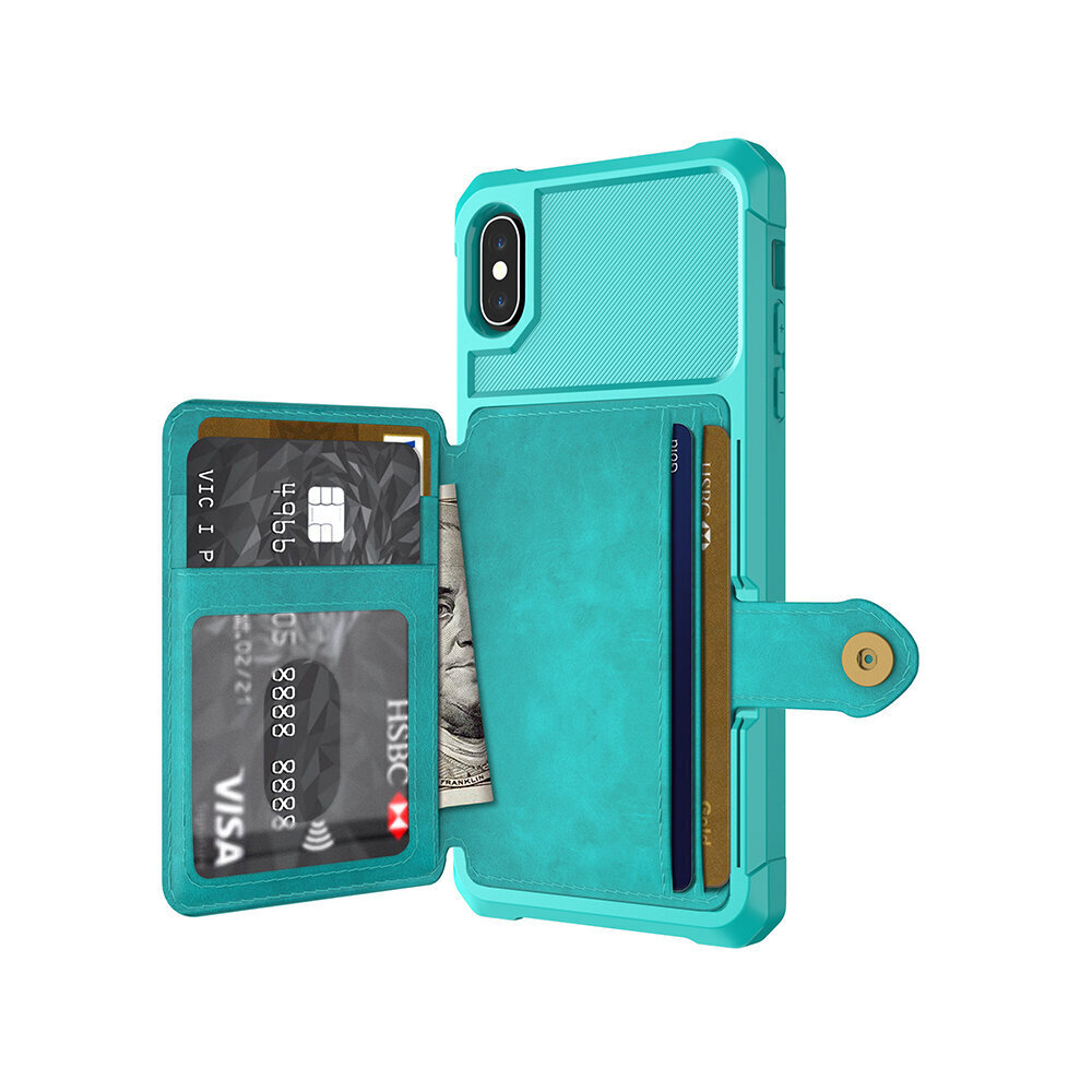 iPhone Xs Max (6,5″) Wallet suojakuori – Vihreä hinta ja tiedot | Puhelimen kuoret ja kotelot | hobbyhall.fi