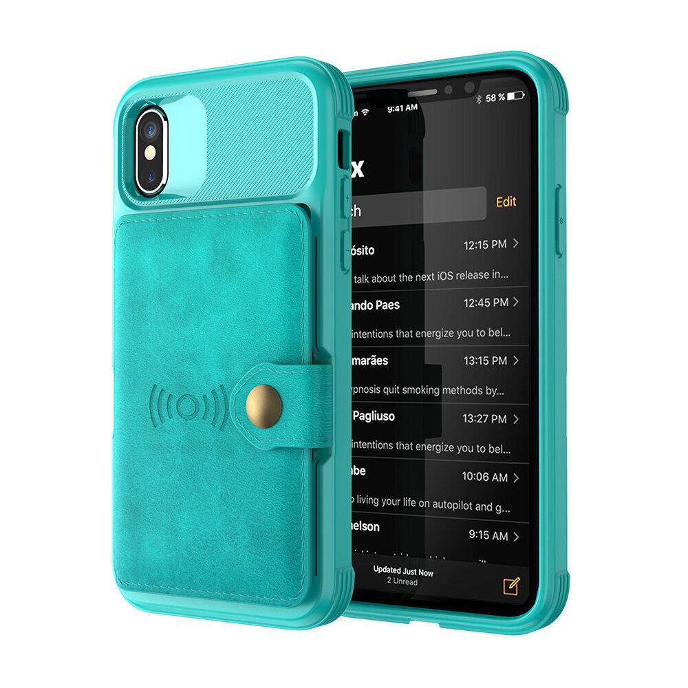 iPhone X/Xs (5,8″) Wallet suojakuori – Vihreä hinta ja tiedot | Puhelimen kuoret ja kotelot | hobbyhall.fi