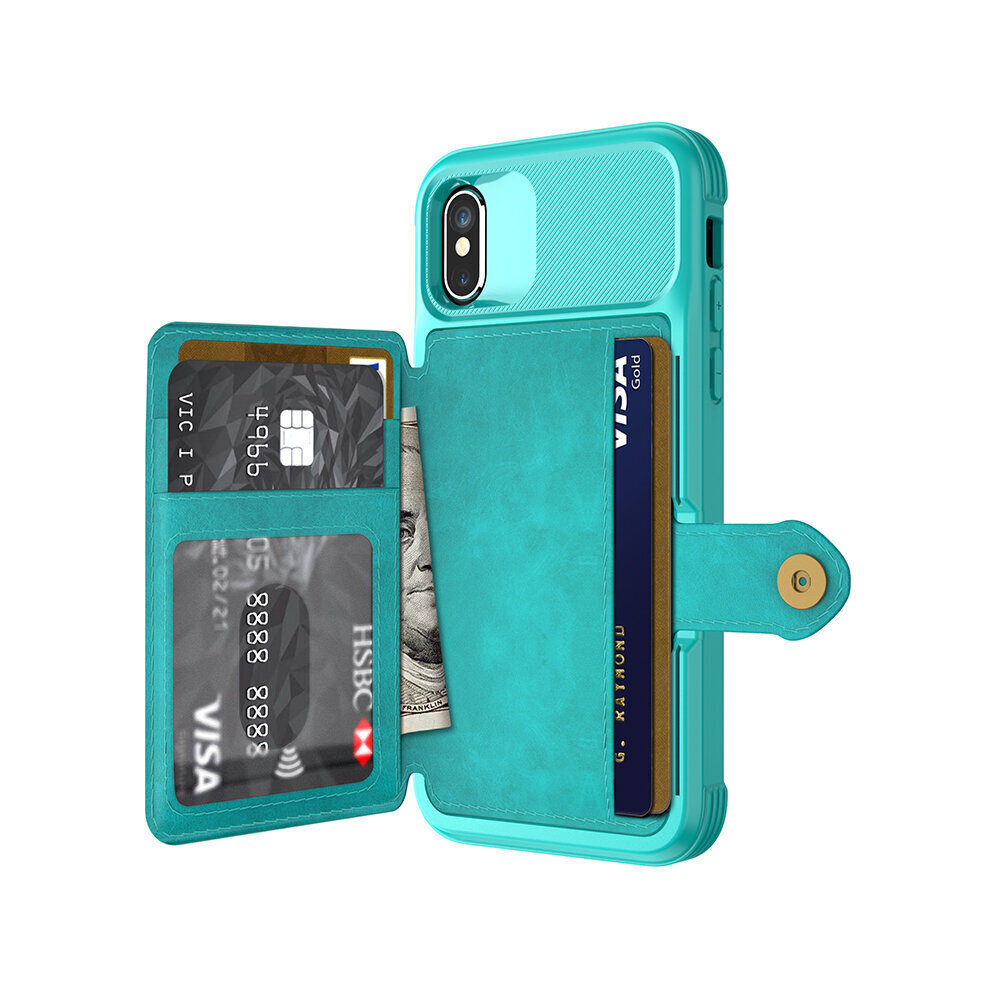 iPhone X/Xs (5,8″) Wallet suojakuori – Vihreä hinta ja tiedot | Puhelimen kuoret ja kotelot | hobbyhall.fi