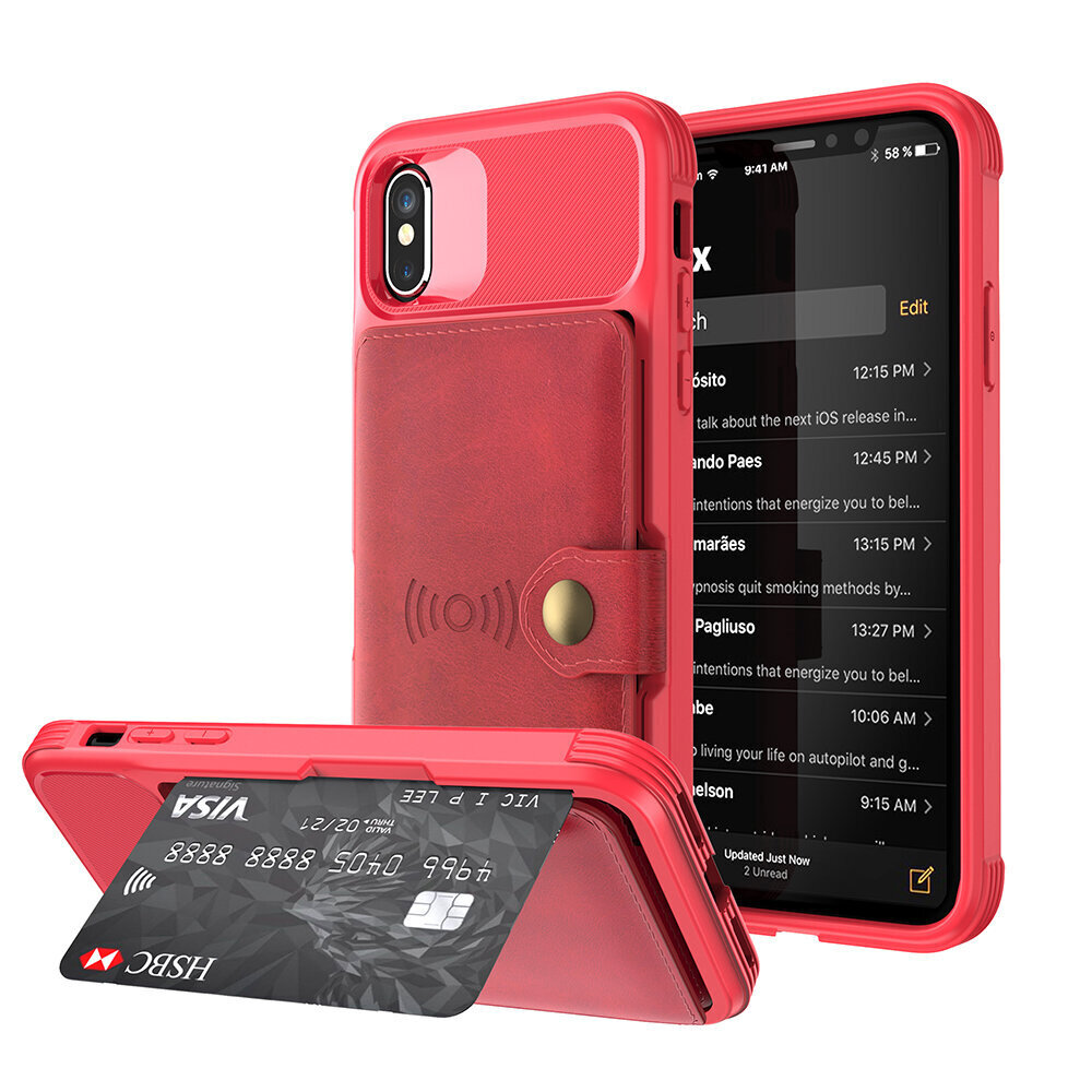 iPhone X/Xs (5,8″) Wallet suojakuori – Punainen hinta ja tiedot | Puhelimen kuoret ja kotelot | hobbyhall.fi