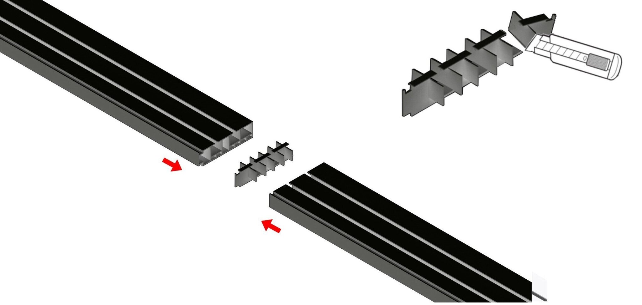 Kattokaari, jossa kaksinkertainen PVC-kisko ja kiinnikkeet, 150 cm hinta ja tiedot | Verhotangot | hobbyhall.fi