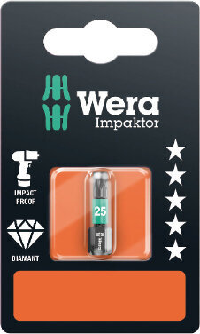 Wera 867/1 Impaktor terä TX 25 x 25mm hinta ja tiedot | Käsityökalut | hobbyhall.fi